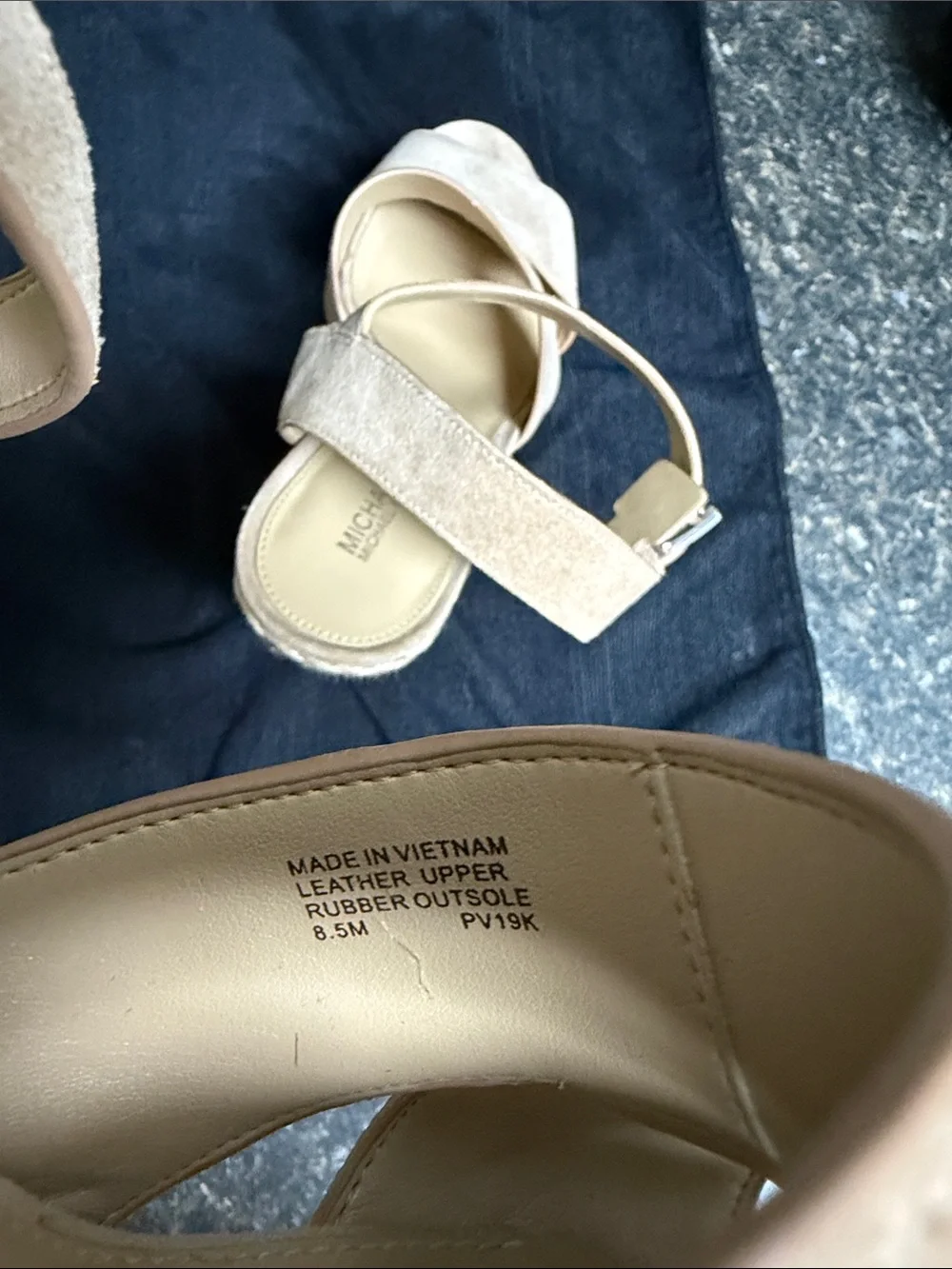 Michael Kors Neutral Beige Suede Espadrille Wedge Sandals